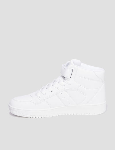 Baskets montantes à scratchs blanc homme