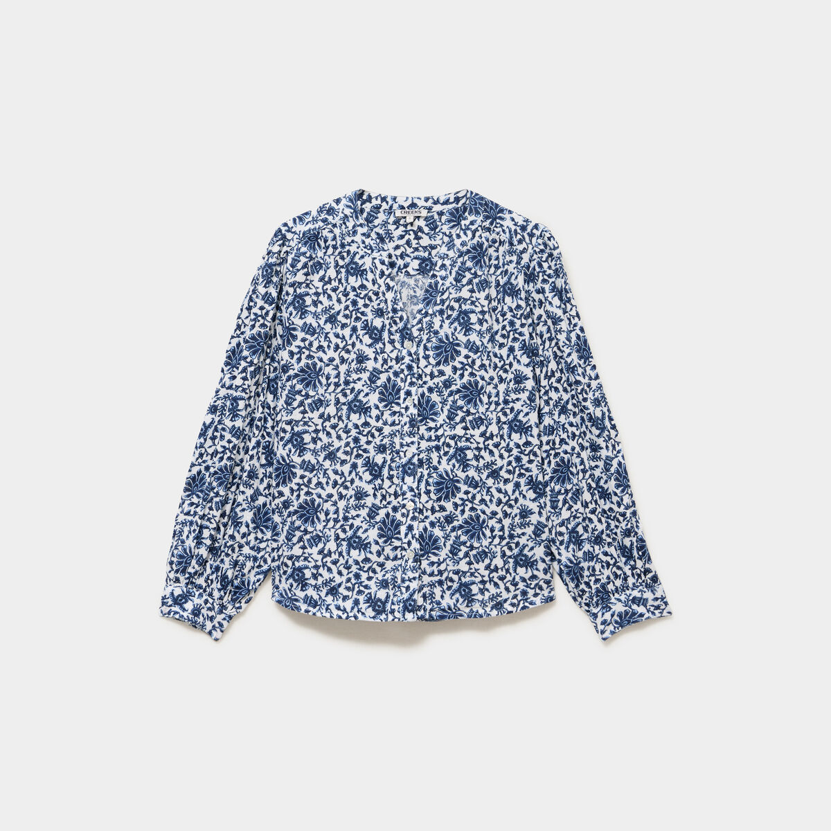 Blouse oversize col tunisien blanc femme