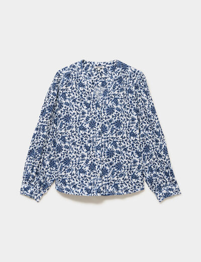 Blouse oversize col tunisien blanc femme