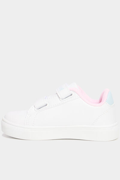 Tennis basses &agrave; scratchs Stitch blanc fille