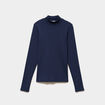 T-shirt ajust&eacute; col montant bleu marine femme