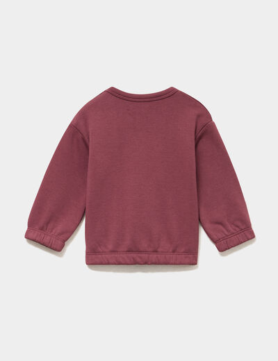 Sweat molletonn&eacute; boutons &eacute;paules bordeaux b&eacute;b&eacute; fille