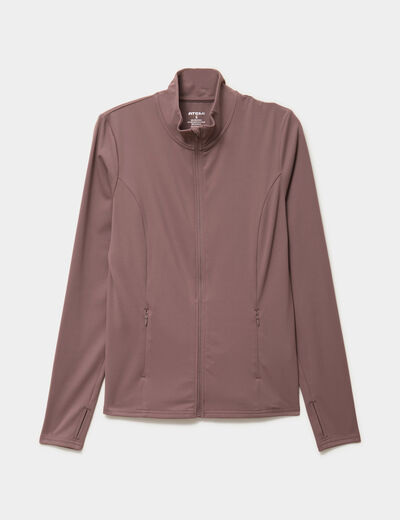 Veste de sport ajust&eacute;e avec fermeture mauve femme