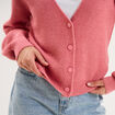 Gilet col en V manches longues ballon vieux rose femme