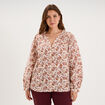 Blouse droite manches longues coton ecru femme grande taille