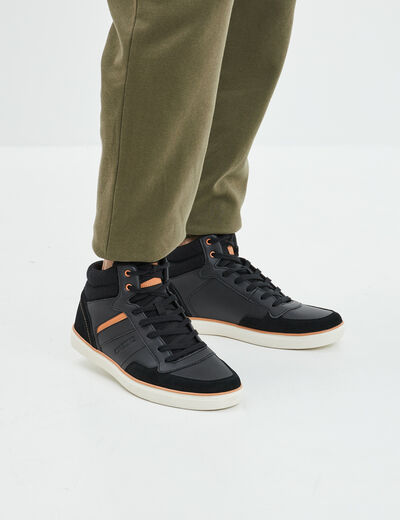 Baskets montantes à lacets noir homme