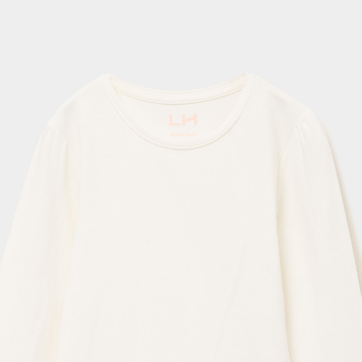 T-shirt coton manches longues &agrave; fronces ivoire fille