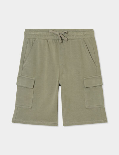 Bermuda cargo poches côtés vert kaki garçon