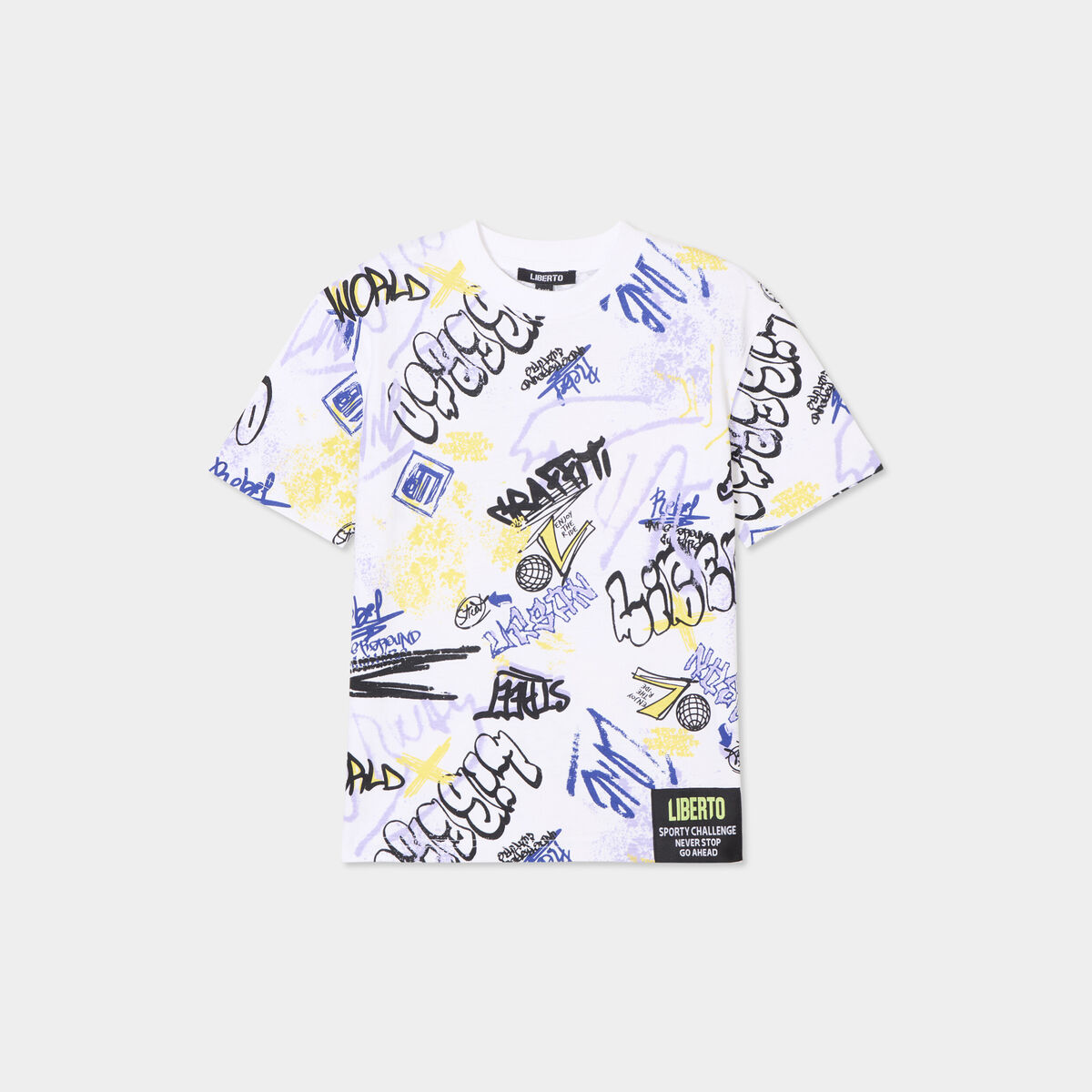 T-shirt col rond manches courtes Liberto blanc garçon