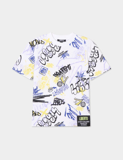 T-shirt col rond manches courtes Liberto blanc garçon