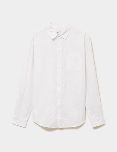 Chemise manches longues lin m&eacute;lang&eacute; blanc homme