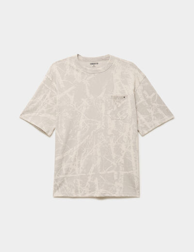 T-shirt col rond manches courtes coton gris clair homme