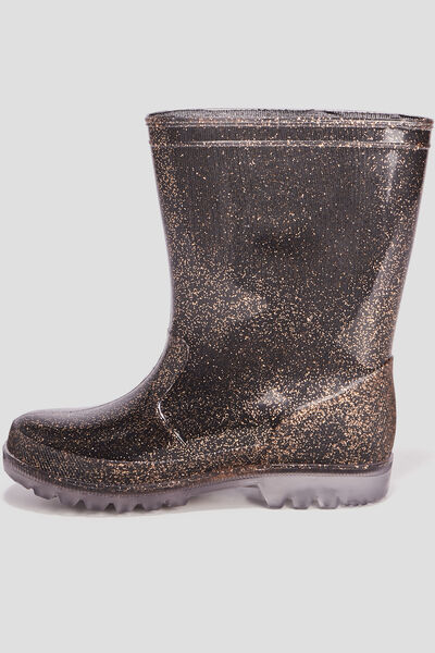 Bottes de pluie &agrave; paillettes noir fille