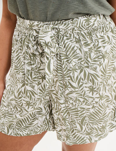 Short fluide ceintur&eacute; ecru femme grande taille