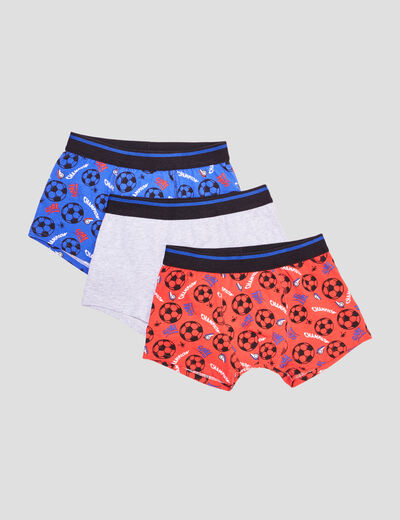 Lot 3 boxers football gris garçon