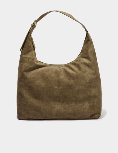 Sac port&eacute;-&eacute;paule effet su&eacute;dine vert kaki femme
