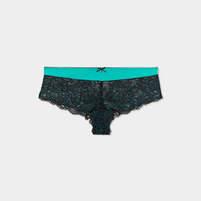Shorty en micro dentelle vert menthe femme