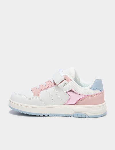 Tennis basses &agrave; scratchs bout renforc&eacute; blanc fille