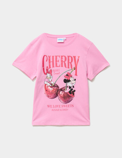 T-shirt manches courtes coton Minnie rose fille