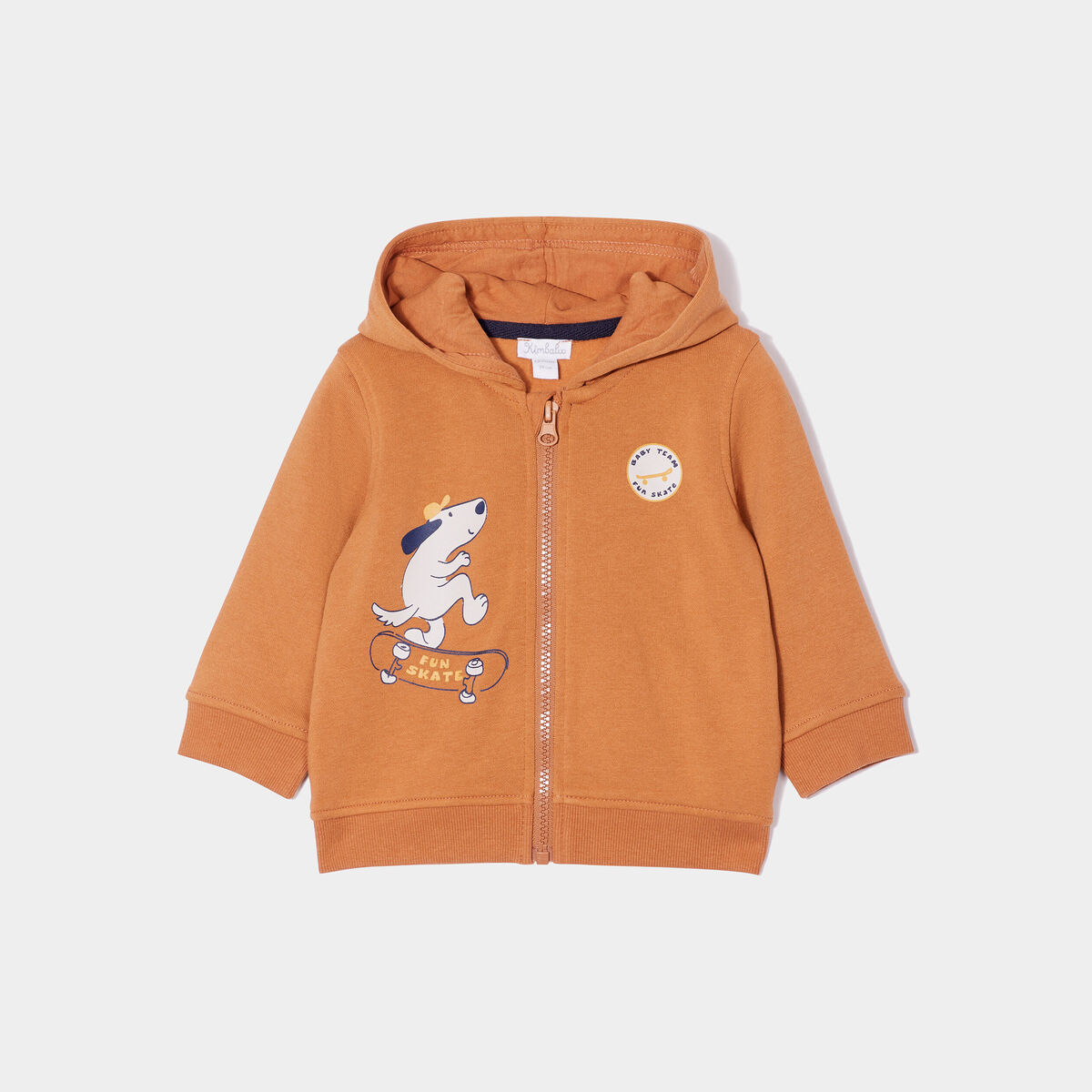 Sweat à capuche zippé marron cognac bébé garçon