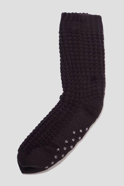 Chaussettes d'intérieur tricotées noir homme