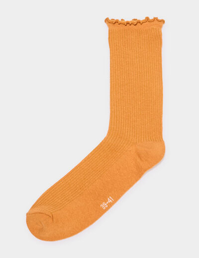 Lot 5 paires chaussettes côtelées multicolore femme