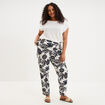 Pantalon carotte fluide ecru femme grande taille