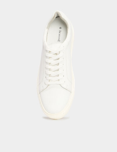Tennis basses en cuir blanc homme