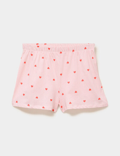 Bas de pyjama short coton ecru femme