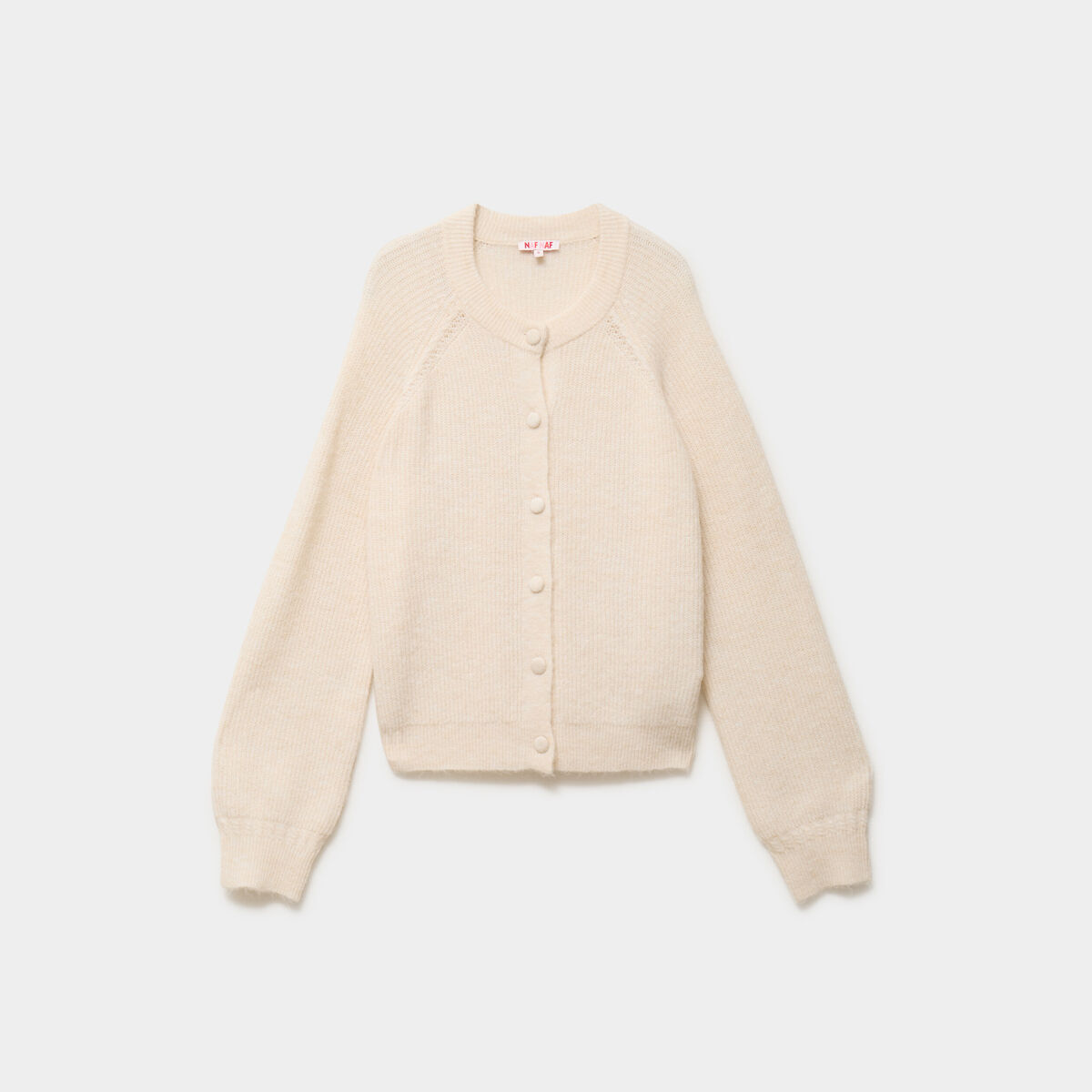 Gilet cardigan col rond boutonn&eacute; blanc femme