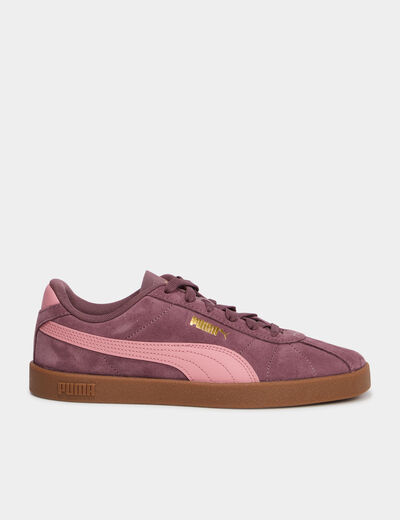 baskets &agrave; lacets en cuir Puma Club II bordeaux femme