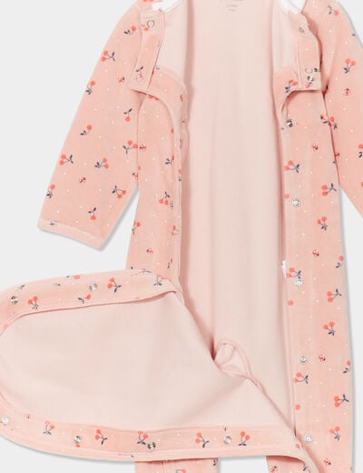 Dors-bien manches longues boutonné rose poudrée bébé fille