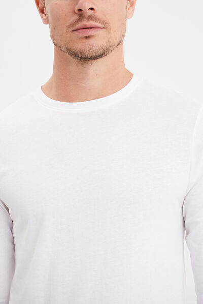 T-shirt manches longues blanc homme