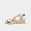 Sandales espadrilles compens&eacute;es toile bleu femme