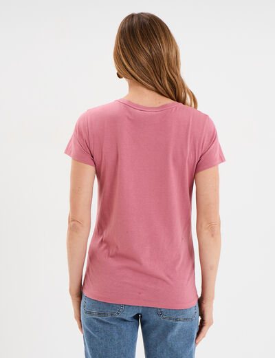 T-shirt ajusté col rond coton Creeks vieux rose femme