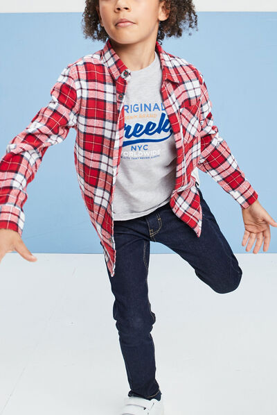 Chemise manches longues Creeks rouge garçon