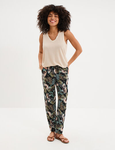 D&eacute;bardeur col en V sans manches beige femme
