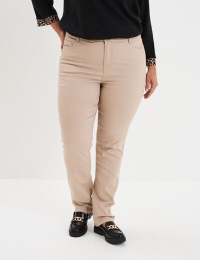 Pantalon straight taille haute Modavista sable femme grande taille