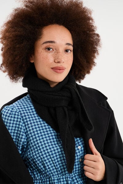 &Eacute;charpe triangulaire en maille douce noir femme