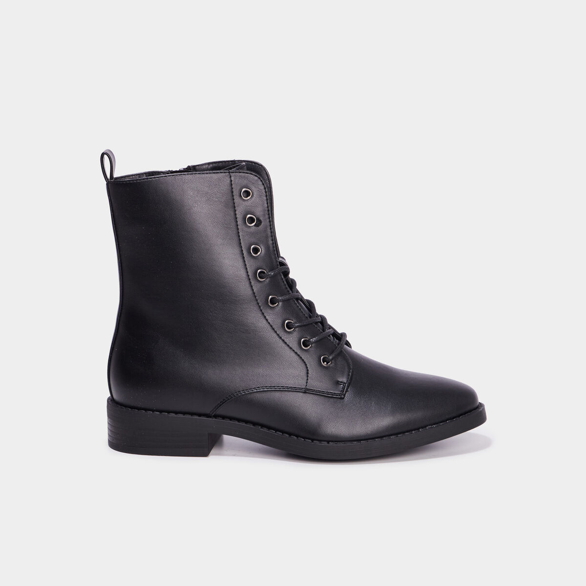 Boots &agrave; lacets et zipp&eacute;es noir femme
