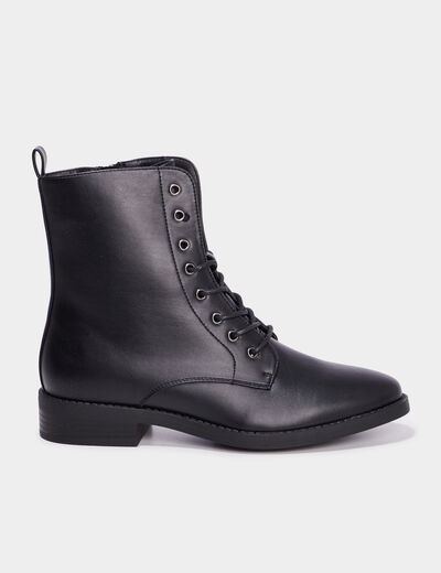 Boots à lacets et zippées noir femme
