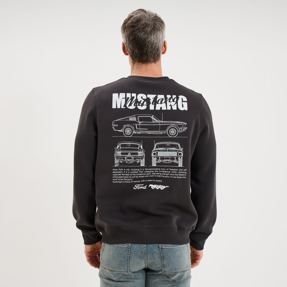 Sweat molleton manches longues Mustang gris fonc&eacute; homme