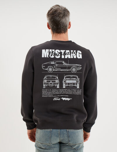 Sweat molleton manches longues Mustang gris fonc&eacute; homme