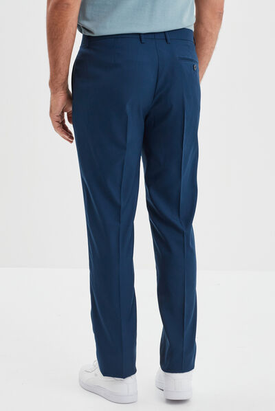 Pantalon droit avec pinces bleu electrique homme