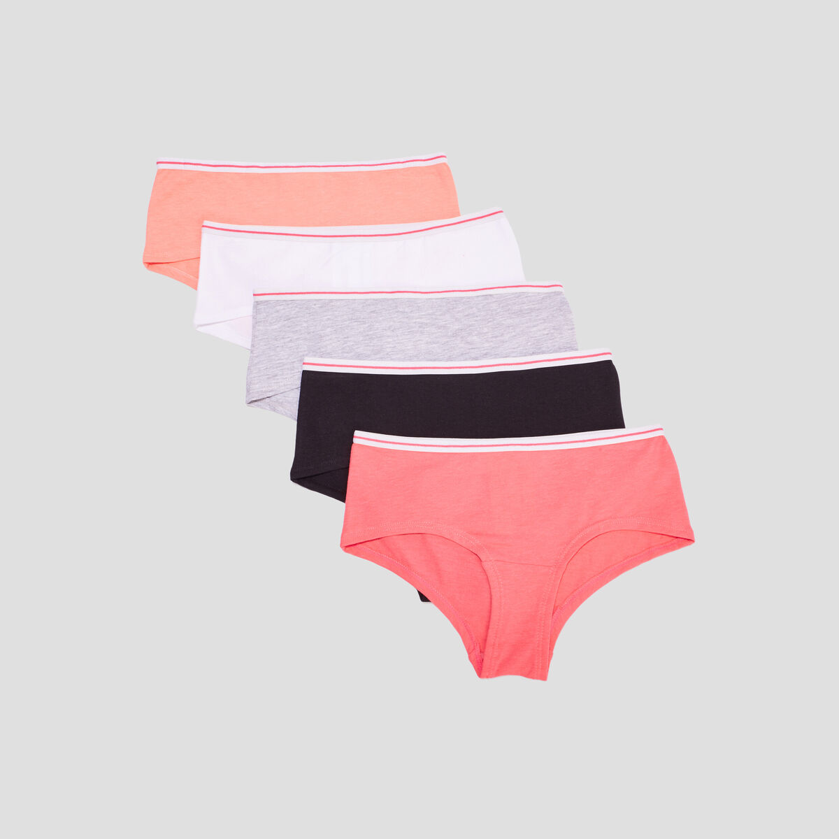 Lot 5 shortys coton rose clair fille