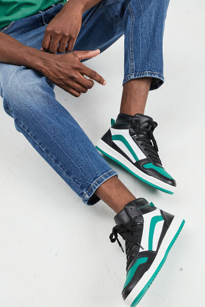 Baskets montantes à lacets multicolore homme