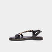 Sandales avec d&eacute;tails bijoux noir femme
