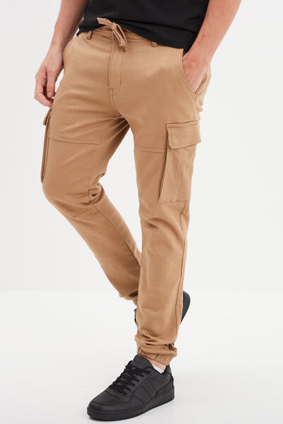 Pantalon cargo slim stretch taupe homme
