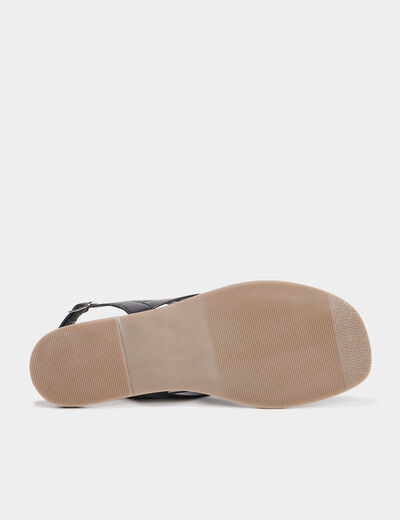 Sandales brides croisées en cuir noir femme