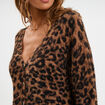 Gilet col en V manches longues camel femme